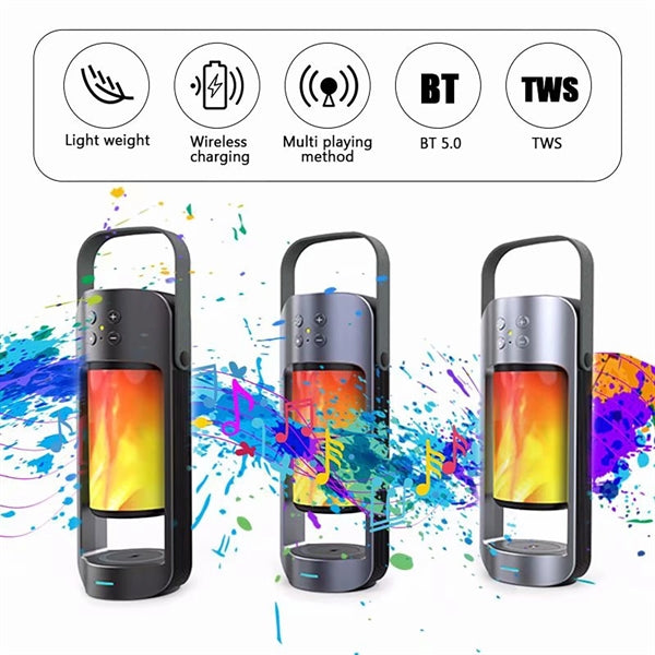 Bluetooth Speaker Flame Lamp With Wireless Charger