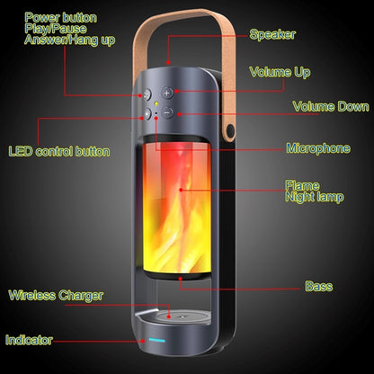 Bluetooth Speaker Flame Lamp With Wireless Charger