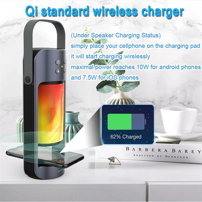 Bluetooth Speaker Flame Lamp With Wireless Charger