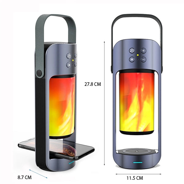 Bluetooth Speaker Flame Lamp With Wireless Charger