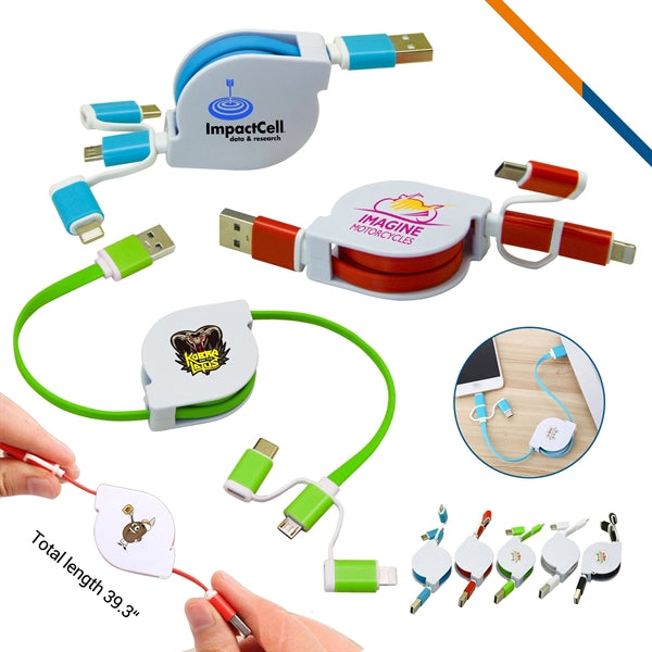 Retractable USB 3in1 Charging Cable