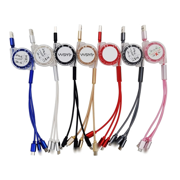 3 In 1 USB Retractable Charging Cable