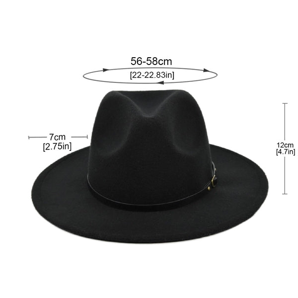 Women Lady Classic Wool Fedora Hat with Belt Buckle