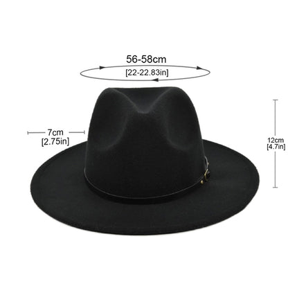 Women Lady Classic Wool Fedora Hat with Belt Buckle