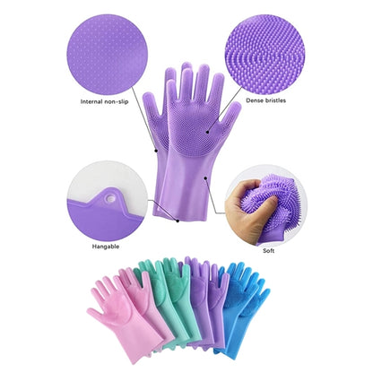 Silicone Cleaning Brush Scrubber Gloves