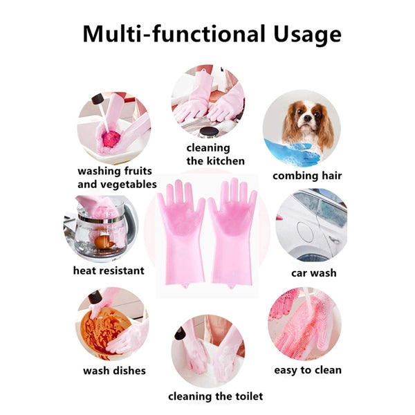 Silicone Cleaning Brush Scrubber Gloves