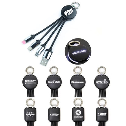 Keychain 3-in-1 Multi Charging Cable with LED Light