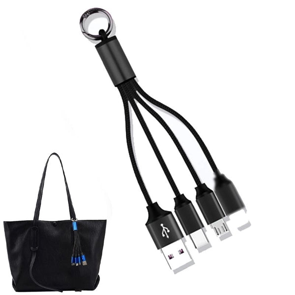 3-In-1 USB Cable With Keychain