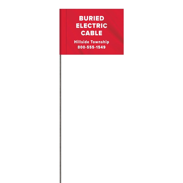 1-Color 2.5" Custom Marking Flag with  Wire Staff