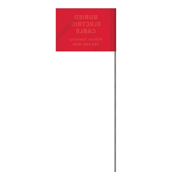 1-Color 2.5" Custom Marking Flag with  Wire Staff