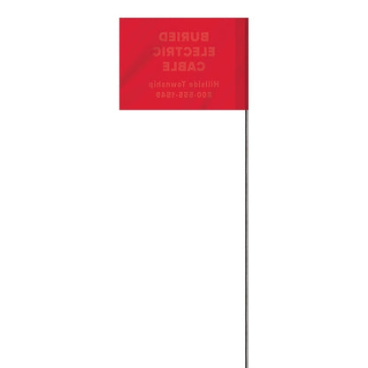 1-Color 2.5" Custom Marking Flag with  Wire Staff