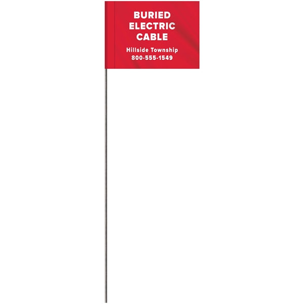 1-Color 2.5" Custom Marking Flag with  Wire Staff