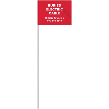 1-Color 2.5" Custom Marking Flag with  Wire Staff