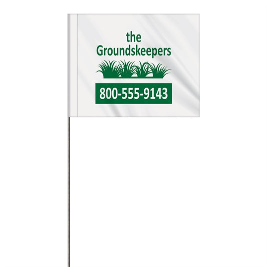 1-Color 4 x 5" Custom Marking Flag with 21" Wire Staff