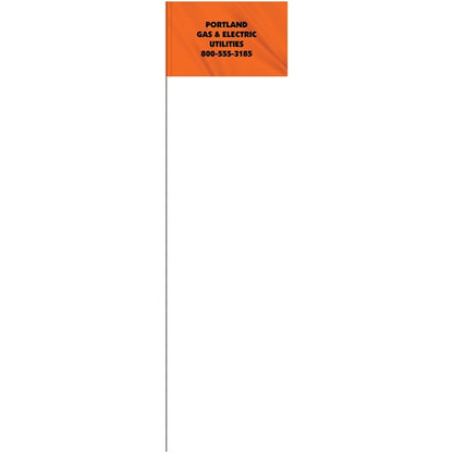 1-Color 5 x 8" Custom Marking Flag with 30" Wire Staff