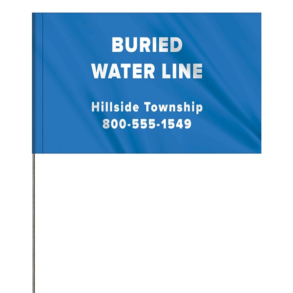 1-Color 5 x 8" Custom Marking Flag with 36" Wire Staff