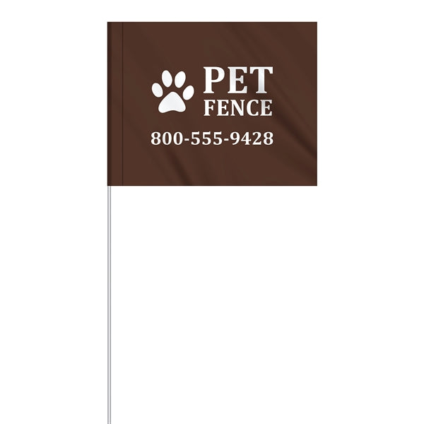 1-Color 4" x 5" Custom Marking Flag w/ 18" Plastic Staff