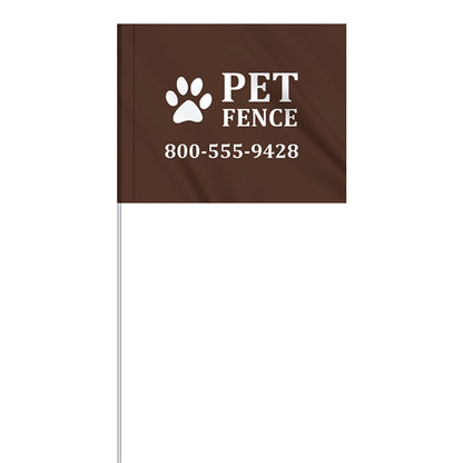 1-Color 4" x 5" Custom Marking Flag w/ 18" Plastic Staff