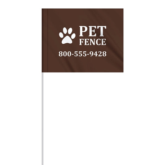1-Color 4" x 5" Custom Marking Flag w/ 18" Plastic Staff