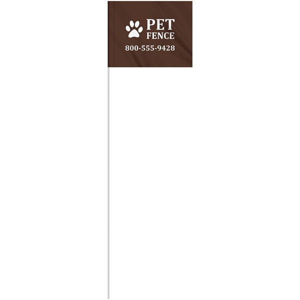 1-Color 4" x 5" Custom Marking Flag w/ 18" Plastic Staff
