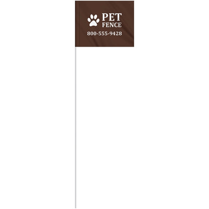 1-Color 4" x 5" Custom Marking Flag w/ 18" Plastic Staff