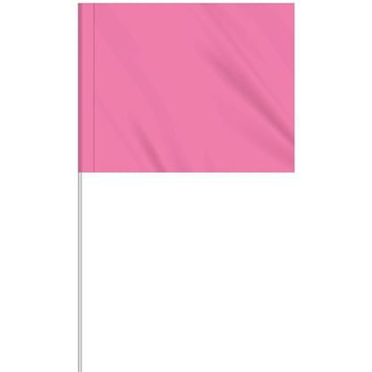 1-Color 4" x 5" Custom Marking Flag w/ 18" Plastic Staff