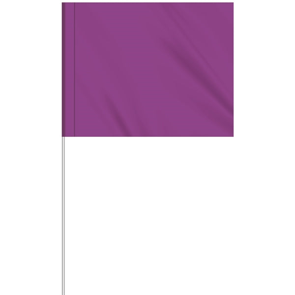 1-Color 4" x 5" Custom Marking Flag w/ 18" Plastic Staff