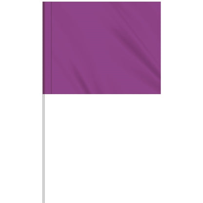 1-Color 4" x 5" Custom Marking Flag w/ 18" Plastic Staff