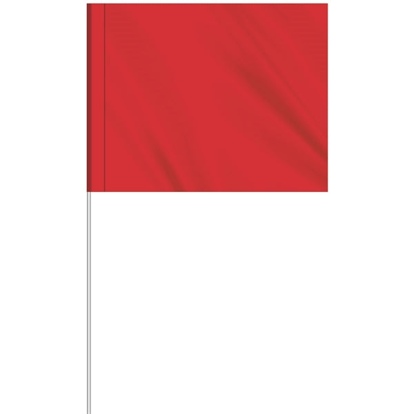 1-Color 4" x 5" Custom Marking Flag w/ 24" Plastic Staff