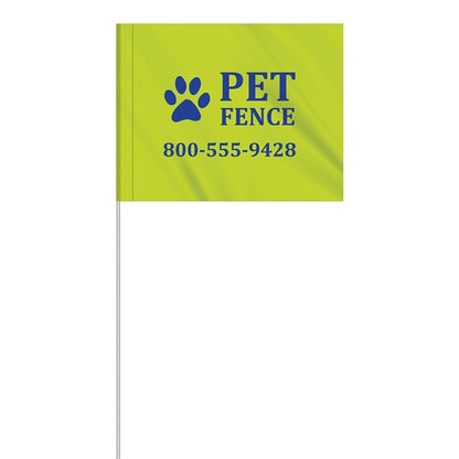 1-Color 4" x 5" Custom Marking Flag w/ 18" Fiberglass Staff