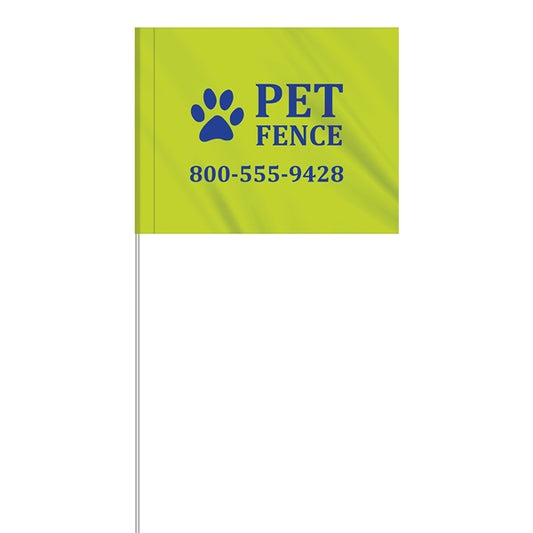 1-Color 4" x 5" Custom Marking Flag w/ 18" Fiberglass Staff