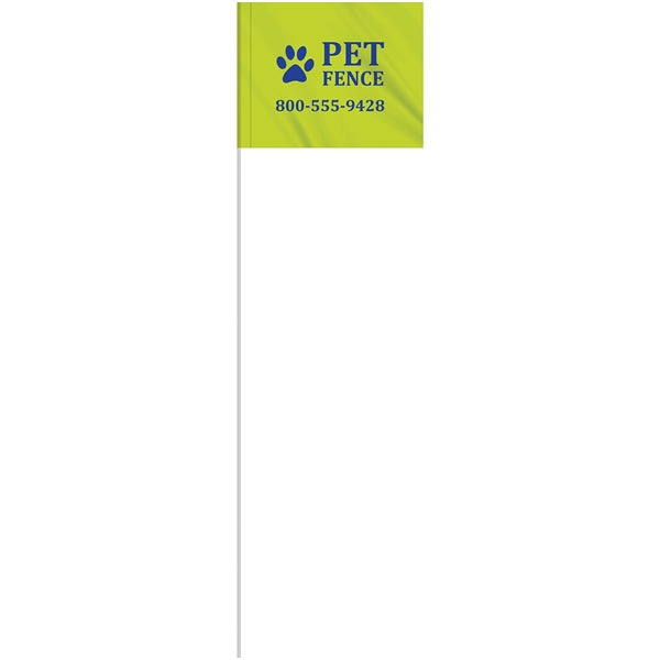 1-Color 4" x 5" Custom Marking Flag w/ 18" Fiberglass Staff