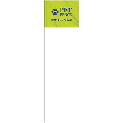 1-Color 4" x 5" Custom Marking Flag w/ 18" Fiberglass Staff