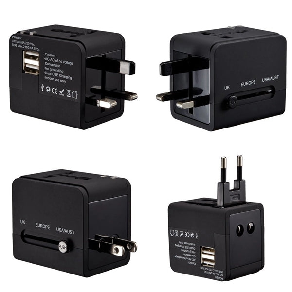 2 USB Universal Travel Plug Adapter