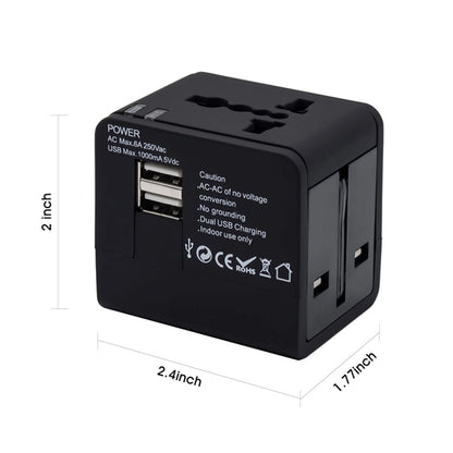2 USB Universal Travel Plug Adapter