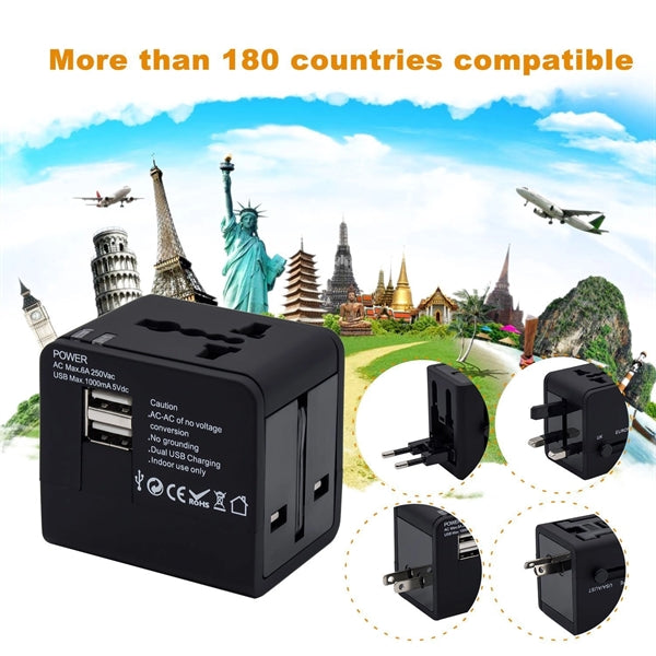2 USB Universal Travel Plug Adapter
