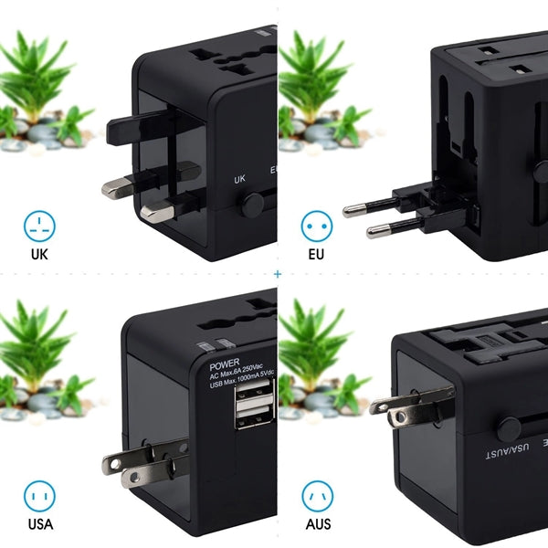 2 USB Universal Travel Plug Adapter