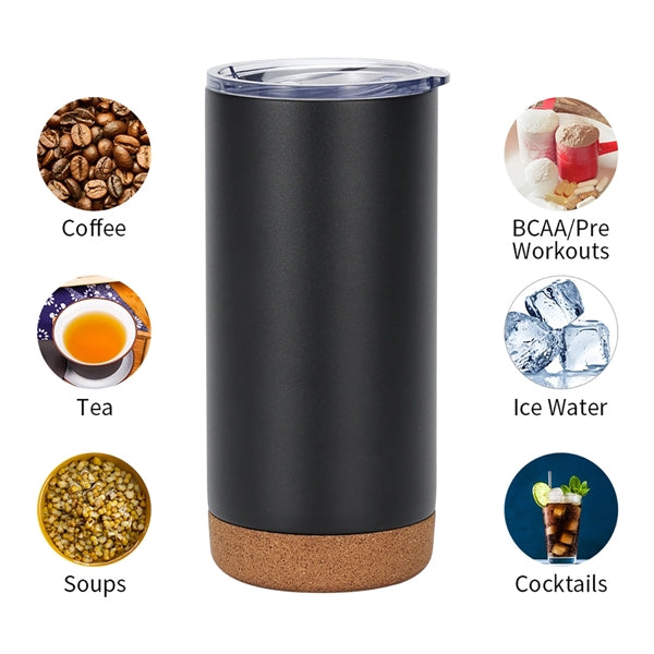 16 Oz Travel Tumblers With Cork Bottom