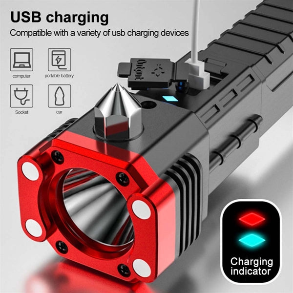 Usb Rechargeable Safety Hammer Flashlight