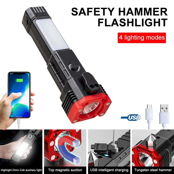 Usb Rechargeable Safety Hammer Flashlight