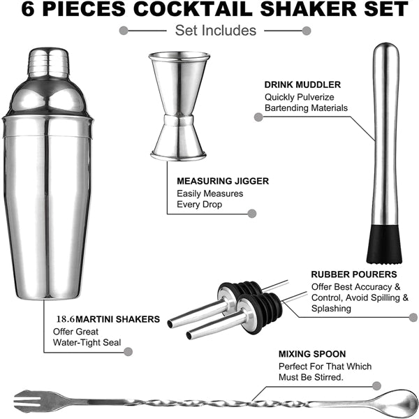 6-Piece Stainless Steel Wine Mixer