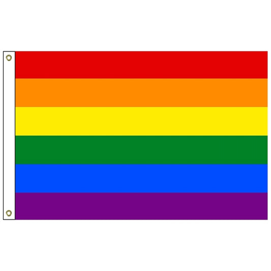 Rainbow 6' x 10' Nylon Outdoor Flag with Heading / Grommets