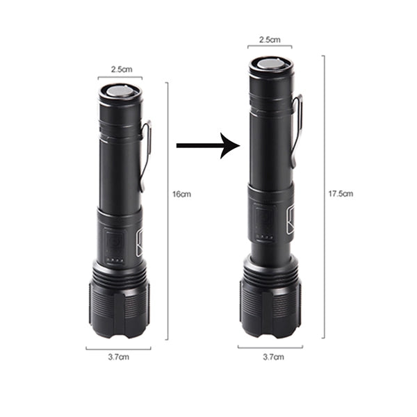Extendable USB Rechargeable LED Flashlight