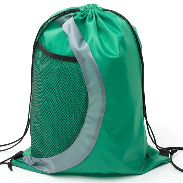 Heavy Duty Drawstring Cinch Backpack Side Mesh Pocket 15"x18