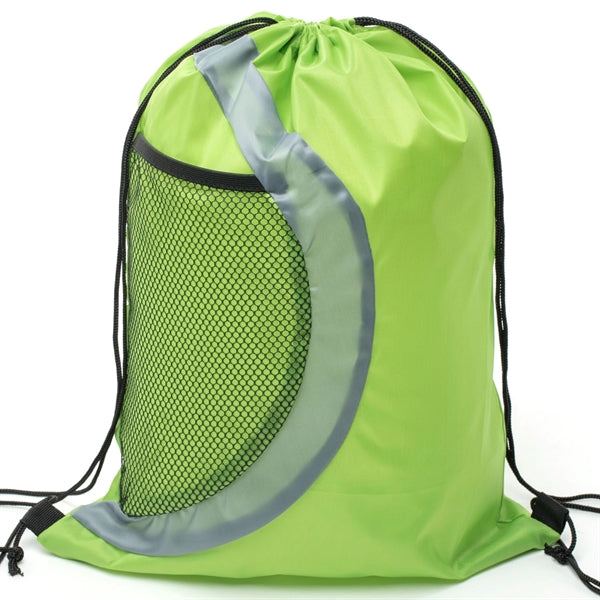 Heavy Duty Drawstring Cinch Backpack Side Mesh Pocket 15"x18