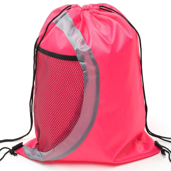 Heavy Duty Drawstring Cinch Backpack Side Mesh Pocket 15"x18