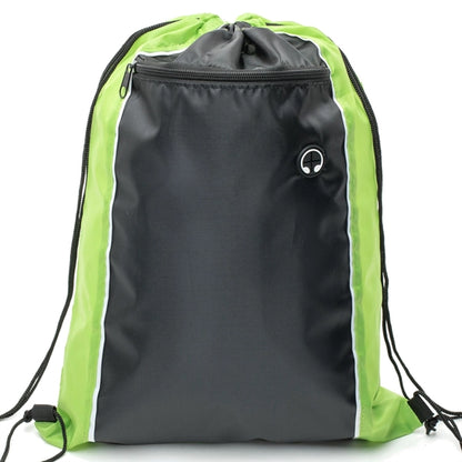 Tri-Color Drawstring Backpack w Earphone Slot & Front Pocket