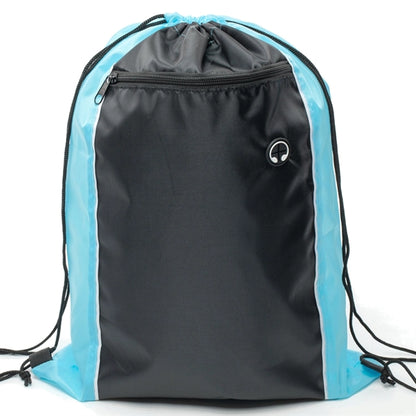 Tri-Color Drawstring Backpack w Earphone Slot & Front Pocket