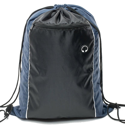 Tri-Color Drawstring Backpack w Earphone Slot & Front Pocket