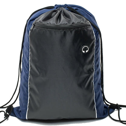 Tri-Color Drawstring Backpack w Earphone Slot & Front Pocket